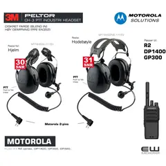 3M Peltor CH-3 Black med PTT for Motorola R2 og DP1400
