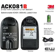 ACK081, Peltor batteri, Litecom batteri, .ACK081B Batteri til Litecom Plus & WS Litecom Pro III (2150mAh), 7100330766