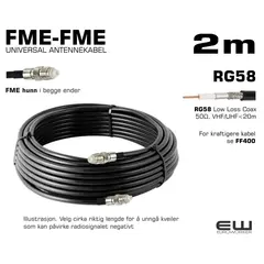 UNIVERSAL ANTENNEKABEL - 2m (FME-hunn, FME-hunn, RG58, Coax Low Loss)