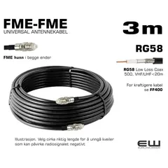 UNIVERSAL ANTENNEKABEL - 3m (FME-hunn, FME-hunn, RG58, Coax Low Loss)