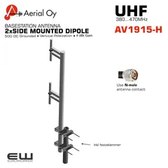 Aerial AV1915-H-415FN2 2 x Dipole Basestation Antenna (360-470MHz)