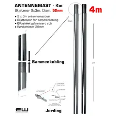 Antennemast Skjøterør 4m og 6m