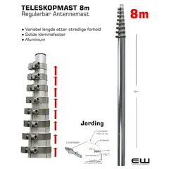 Teleskop Antennemast 8m