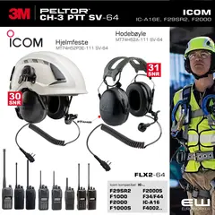 Peltor industri headset som passer til Icom med 2 pins skruekontaktPeltor industri headset som passer til Icom med 2 piuns skruekontakt