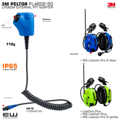 3M PELTOR FL4602-50 LITEOM EXTERNAL PTT ADAPTER (Atex) - 7100373570