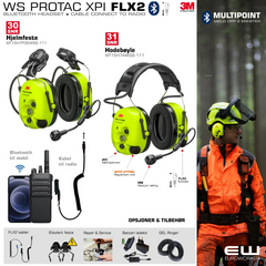 3M Peltor WS Protac XPI FLX2 - Bluetooth Headset med konnektor for kablet tilkobling til håndholdt radio-MT15H7P3EWS6-111   MT15H7AWS6-111_euroworker