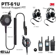 Tactical PTT with 7.1 mm Nexus female jack
Large Tactical PTT with 7,1 mm Nexus female jack for Peltor/A-kabel Headset and M16 Connector for R7/MXP600/660 radios. PTT adapter for radio communication. Developed for easy use even when wearing gloves. Designed for rugged use and for high reliability and long life under extreme conditions. ALL cords feature spiral shielding for superior protection from radio frequency (RF) and electro-magnetic (EM) interference.