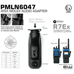 Motorola PMLN6047  Molex Quick Release Audio Adapter (ATEX, R7Ex, DP4000Ex-serie)