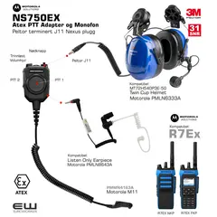Motorola NS750EX Atex Kombinert Monofn og Nøklingsbryter (R7Ex, J11, 3,5mm) PMMN4163A NS750EX, PMMN4163A, NS750EX