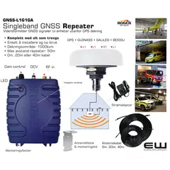 Kit I -  Komplett GNSS Repeater Basic Package - Innendørs GNSS posisjonsvisning (GPS L1, GLONASS G1, GALILEO E1, BEIDOU B1)
