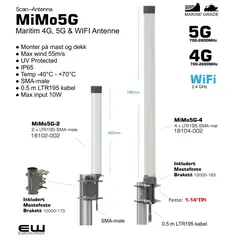 Scan Antenna Marine MiMo5G 18102-002 (2 elements) og 10000-183 (4 elements) 4G, 5G, og WiFi antenne