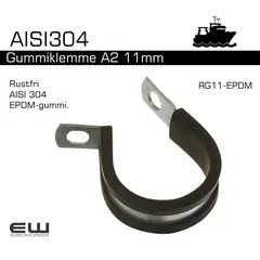 10 stk AISI304 - Gummiklemme A2 11mm (EPDM)