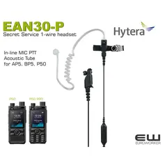 Hytera EAN30-P 1-Wire Secret Service Headset with inline mic & PTT (P50)