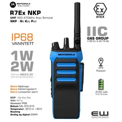 MDH57QCC9WA3AN  - Motorola R7Ex - UHF Atex Håndholdt terminal - NKP - No Keypad  (400-470, IP68, BT, MED/5.20)_IIC-MDH57QCC9WA3AN