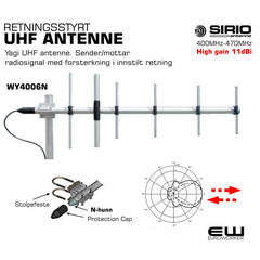 Sirio Retningsstyrt UHF Antenne (400-470MHz) WY4006N 40432