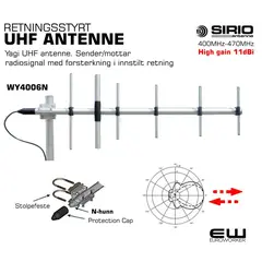 Sirio Retningsstyrt UHF Antenne (400-470MHz) WY4006N 40432