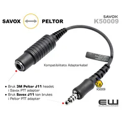 Savox J11 til 3M Peltor Adapter Overgangskabel (K50009)