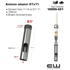 Scan Anetnna adapter 10000-421 - fra 1"-14TPI til G1"-11, euroworker