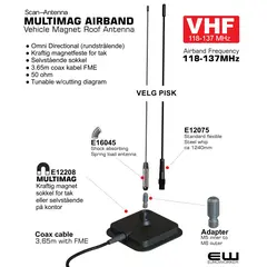 AIRBAND Vehicle Magnet Antenna with 3,65m coax FME 118-137MHz