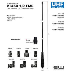 Scan Antenna UHF PT450 ½ λ  FME (380-470MHz)