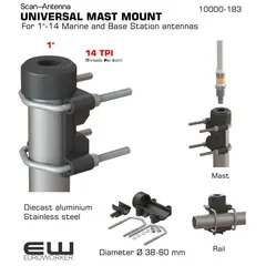 Scan Antenna 10000-183 Universal 1" 14TPI Mast/Radil Antenna Mount