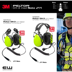 3M Peltor CH-3 Industriheadset med Nato terminert J11 Nexus