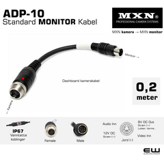 MXN 4-pin mini DIN female ~ MXN 4-pin mini DIN male, typisk dashboard kamera kabel, euroworker