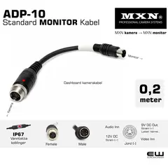 MXN 4-pin mini DIN female ~ MXN 4-pin mini DIN male, typisk dashboard kamera kabel, euroworker