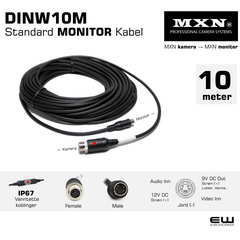 MXN camera kabel to MXN monitor. 10m - MXN Standard Monitor Cable - DINW10M