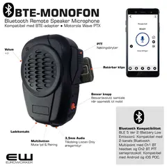 BTE-Monofon Blutetooth Remote Speaker Microphone (BLE 5, Wave PTX)