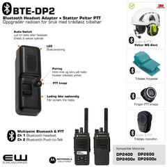 BTE-DP2 Bluetooth Adapter for Motorola DP2000-serie (Peltor PTT protokoll)