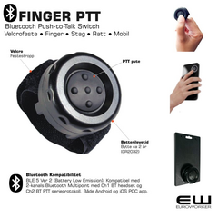 Bluetooth Finger PTT Switch (For BTE- Radio Adapter og POC app)