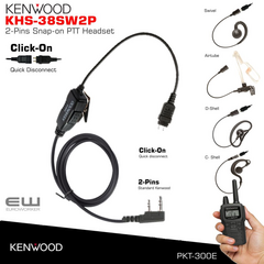 Kenwood KHS-38SW2P Snap-on PTT Headset (PKT-300E)