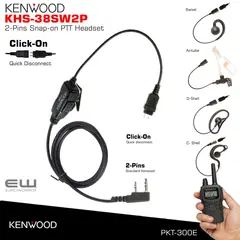 Kenwood KHS-38SW2P Snap-on PTT Headset (PKT-300E)
