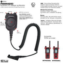 Motorola PMMN4093 Kombinert PTT Adapter og Monofon Atex (MTP8000Ex-serien)