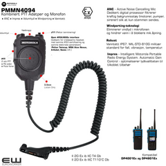 Motorola PMMN4094 Atex - Kombinert PTT Adatper og Monofon (R7Ex
