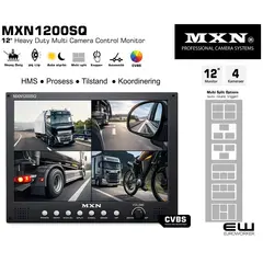 MXN MXN1200SQ – 12" Profesjonell Industriell Monitor (4 kameraer)