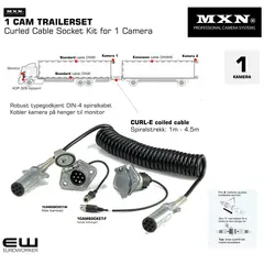 MXN 1 CAM TRAILERSET - Kit med Curled Cable Socket Kit for 1 Camera