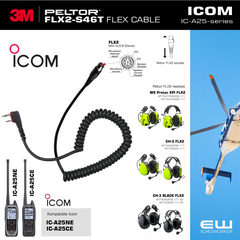3M Peltor FLX2-S46T Flex kabel for Icom IC-A25-serie