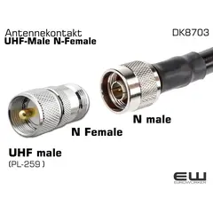 UHF-male to N-Female Antennekontakt