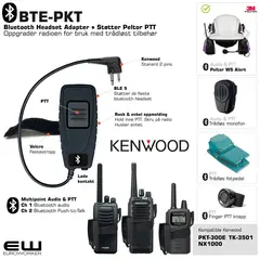 BTE-PKT Bluetooth Headset Adapter for Kenwood 2-pin (3M Peltor protokoll)