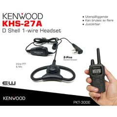 Kenwood KHS-27A D Shell 1-wire Headset (PKT-300E)