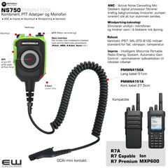Motorola NS750 - Kombinert PTT Adatper og Monofon (R7-serie, MXP600, Ion)