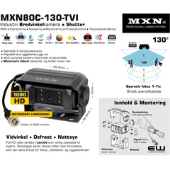 MXN MXN80C-TVI-130 - 130° Industri Vidvinkel Kamera med Motorisert Deksel (Fokus 1-7m)