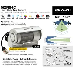 MXN MXN94C  Twin Camera  - 150° & 53° Vidvinkel og Fokuskamera med Motorisert Deksel