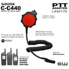 Savox C-C440 PTT Adapter for Motorola M12 Connector (R7-series..)