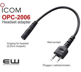 Icom OPC-2006 - Headset adapterkabel type rett