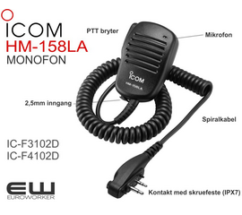 Icom HM-158LA kompakt håndholdt mikrofon  (F3102D, F4102D) - 94177
