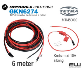 Motorola strømkabel (6m) (12V) (GKN6270) (MTM5000)