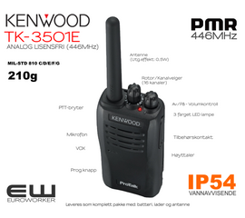 Kenwood TK-3501E PMR (446MHz) Lisensfri Analog Radio (0,5W)